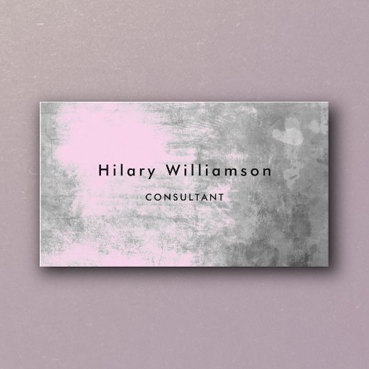 Grey Pastel Pink Grunge Texture Feminine Visitenkarte