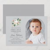 Grey photo arch first holy communion invitation einladung (Vorne/Hinten)