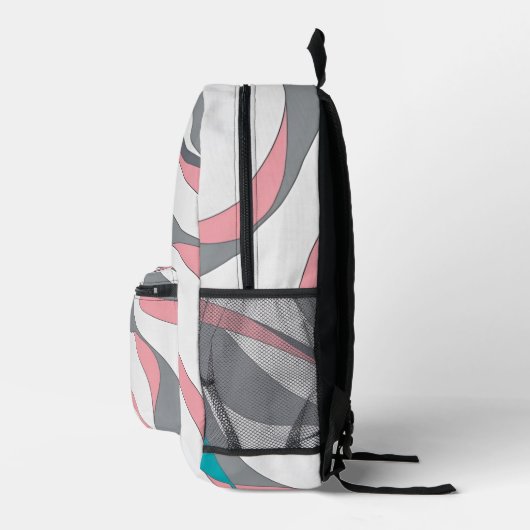 Grey Pink and Blue Abstract Backpack Bedruckter Rucksack (Rechts)