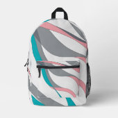 Grey Pink and Blue Abstract Backpack Bedruckter Rucksack (Vorderseite)