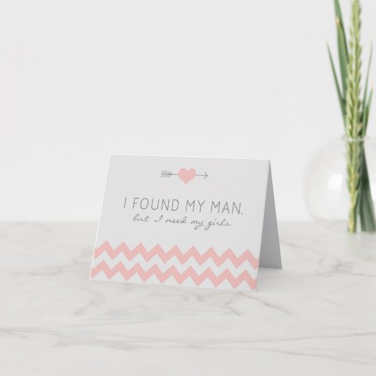 Grey & Pink Chevron Co-Maid of Honor Request Card Einladung (Vorderseite)