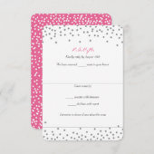 Grey & Pink Confetti Dots Wedding RSVP Karten (Vorne/Hinten)