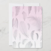 Grey Pink Feather Wedding Einladung (Rückseite)