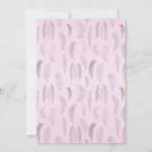 Grey Pink Feather Wedding Einladung (Rückseite)