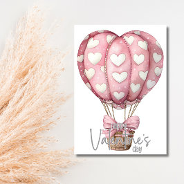 Grey pink heart balloon Happy Valentines Day Feiertagskarte