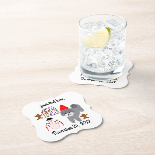 Grey Poodle Christmas #1-2 Paper Untersetzer (Vor Ort)