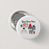 Grey Poodle Christmas #1 Button (Vorne & Hinten)