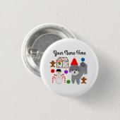 Grey Poodle Christmas #2 Button (Vorne & Hinten)