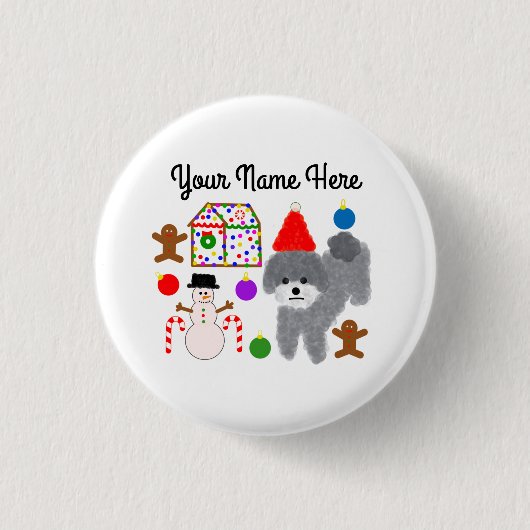 Grey Poodle Christmas #2 Button (Vorderseite)