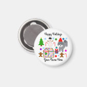 Grey Poodle Christmas #3 Round Magnet (Vorderseite/Rückseite)