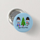 Grey Poodle Christmas #4 Button (Vorne & Hinten)