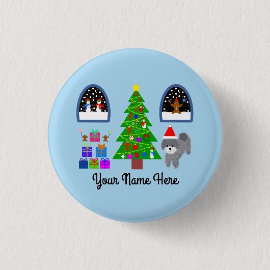 Grey Poodle Christmas #4 Button (Vorderseite)