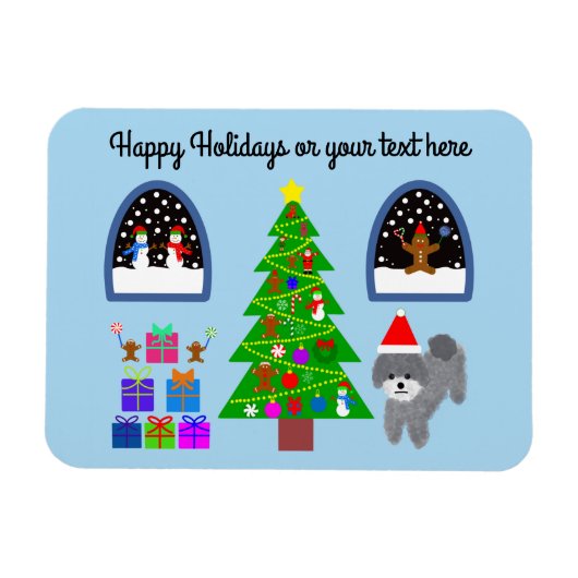 Grey Poodle Christmas #4 Magnet (Horizontal)
