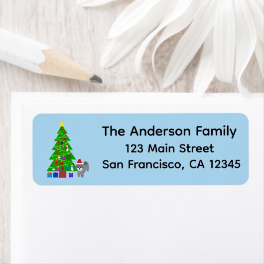 Grey Poodle Christmas #5 Rücksendeadressen-Aufkleb (Insitu)