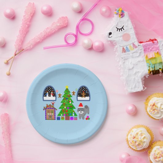 Grey Poodle Christmas #6 Paper Tellers Pappteller (Party)