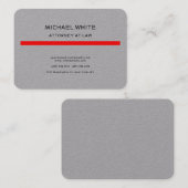 Grey Red Attorney at Law Minimalistisch Beruflich Visitenkarte (Vorne/Hinten)