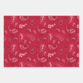 Grey Red Blue Paisley Bandana Auswahl Geschenkpapier Set (Vorderseite 3)