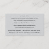 Grey Red  Plumber Toilet  Visitenkarte (Rückseite)