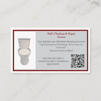 Grey Red Plumber Toilet Visitenkarte