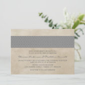 Grey Rustic Damask Wedite Einladung (Stehend Vorderseite)
