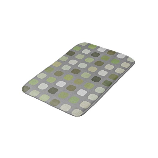 Grey Sage Olive Green Rund Square Art Badematte (Schrägansicht)