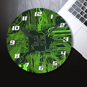 Grey-Schalttafel für Nerd-Leiterplatten Runde Wanduhr
