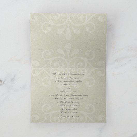 Grey Scroll Formal Wedding Einladung (Innenseite)
