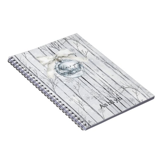 Grey Silver Bow Ornament Christmas Winter Trees Notizblock (Rechte Seite)