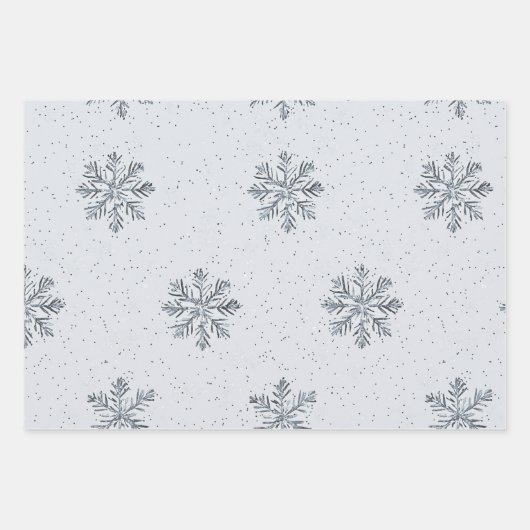 Grey Silver Snowflake Trees Christmas Geschenkpapier Set (Vorderseite 3)
