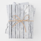 Grey Silver Snowflake Trees Christmas Geschenkpapier Set (Beispiel)