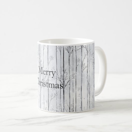 Grey Silver Snowflake Trees Christmas Kaffeetasse (VorderseiteRechts)