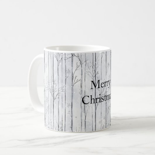 Grey Silver Snowflake Trees Christmas Kaffeetasse (Vorderseite Links)