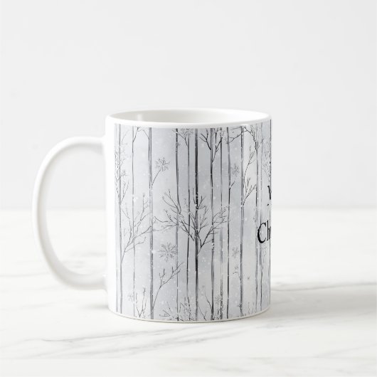 Grey Silver Snowflake Trees Christmas Kaffeetasse (Links)
