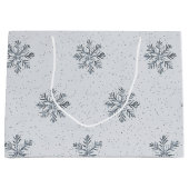 Grey Silver Snowflakes Christmas Große Geschenktüte (Vorderseite)