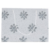 Grey Silver Snowflakes Christmas Große Geschenktüte (Rückseite)