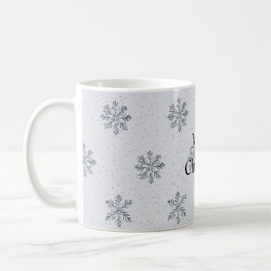 Grey Silver Snowflakes Christmas Kaffeetasse (Links)