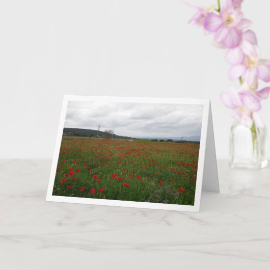Grey Skies over Poppy Field Landscape Card Karte (Orchidee)