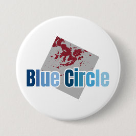Grey Square with Red Stain and Blue Circle Text Button