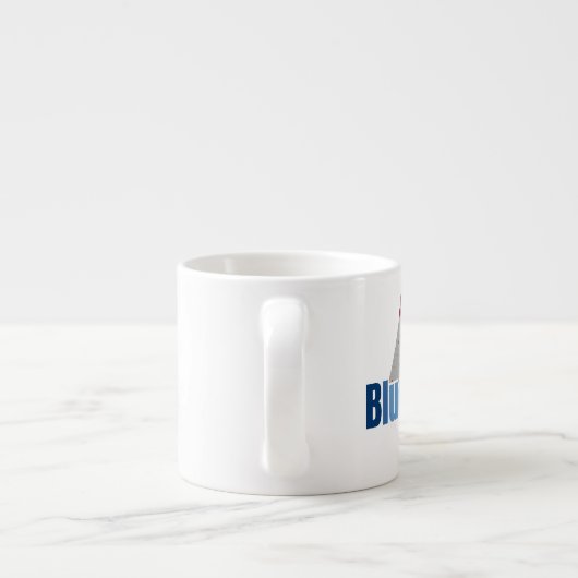 Grey Square with Red Stain and Blue Circle Text Espressotasse (Rückseite)