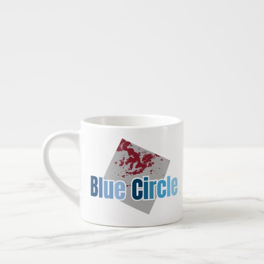 Grey Square with Red Stain and Blue Circle Text Espressotasse (Links)