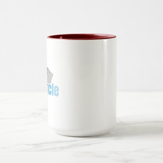 Grey Square with Red Stain and Blue Circle Text Tasse (Zentrum)