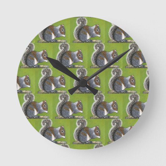 Grey Squirrel Clock  Runde Wanduhr (Vorderseite)