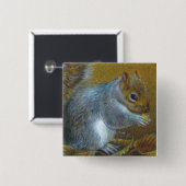 Grey squirrel fine art painting button/badge button (Vorne & Hinten)