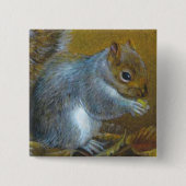 Grey squirrel fine art painting button/badge button (Vorderseite)