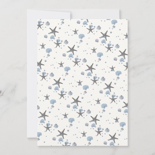 Grey Starfish Blue Beach Hochzeit Save the Date Einladung (Rückseite)