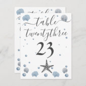 Grey Starfish Blue Muscheln Beach Wedding Dankeskarte (Vorne/Hinten)