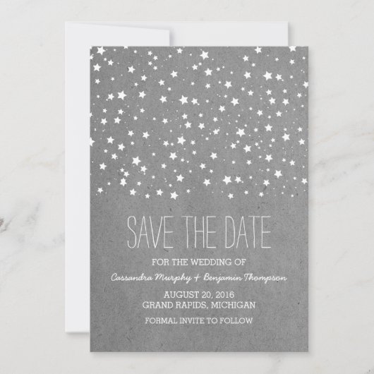 Grey Starry Night Save the Date laden (Vorderseite)