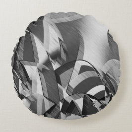 Grey streaks over black image with drizzle rundes kissen