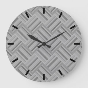 Grey stripes diagonal weave pattern große wanduhr