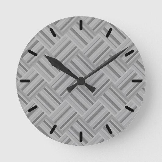 Grey stripes diagonal weave pattern runde wanduhr (Vorderseite)